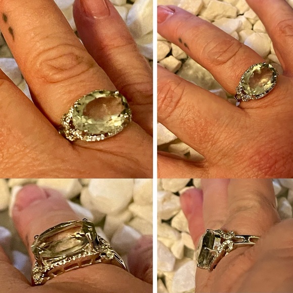 Amethyst Diamond Sapphire Ring Oval Cut 14K White Gold Sterling Silver W 7 NWT - Picture 10 of 17